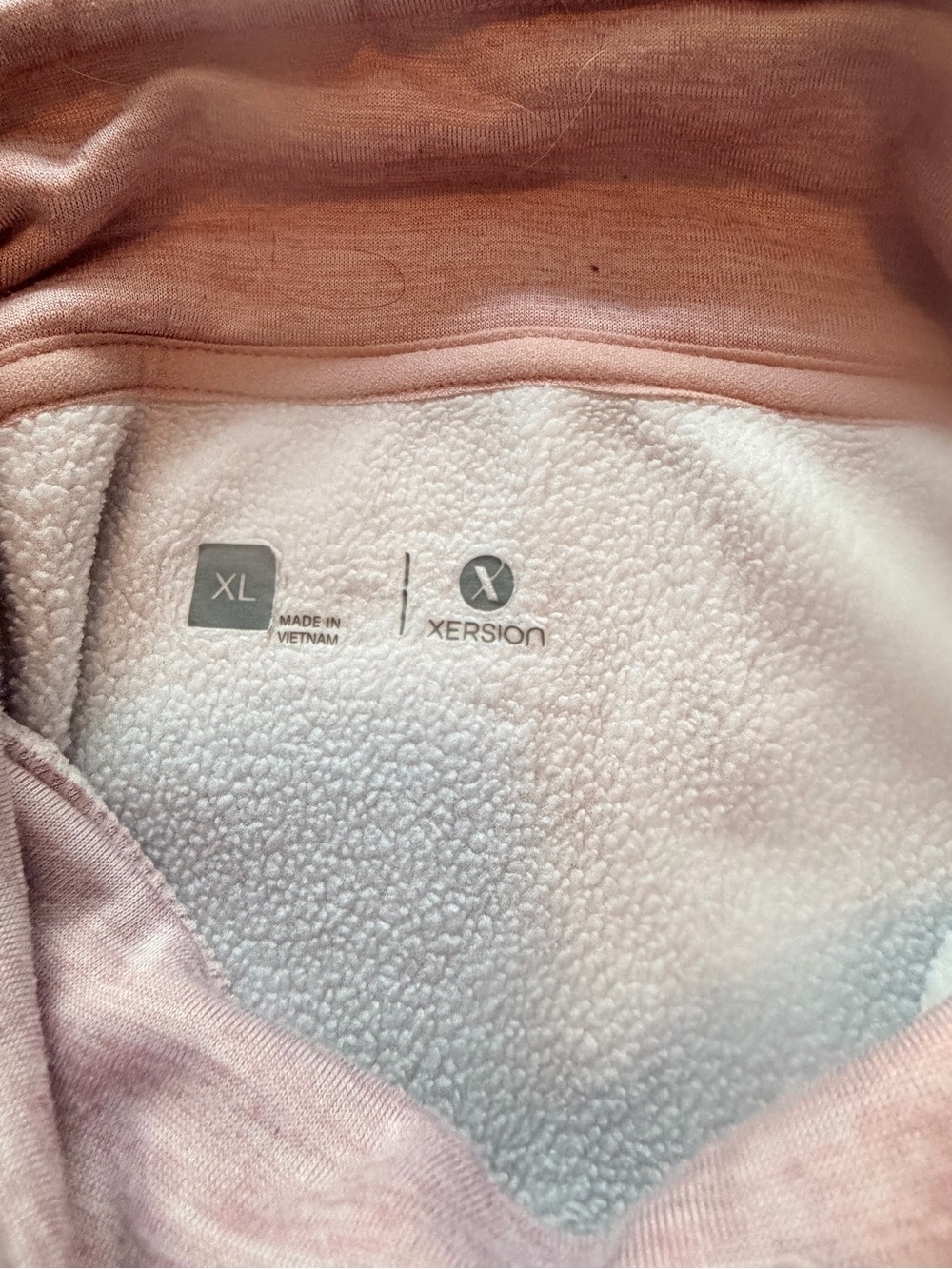 Xersion Sherpa-Lined Hoodie in Dusty Rose and White